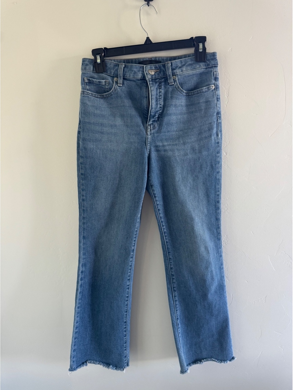 Uniqlo Jeans Women’s 26 High Rise Kick Flare Raw Hem Blue Denim Jeans